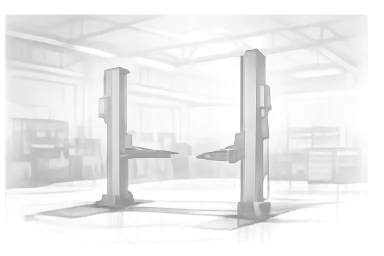 Illustration einer Hebebühne in der Werkstatt